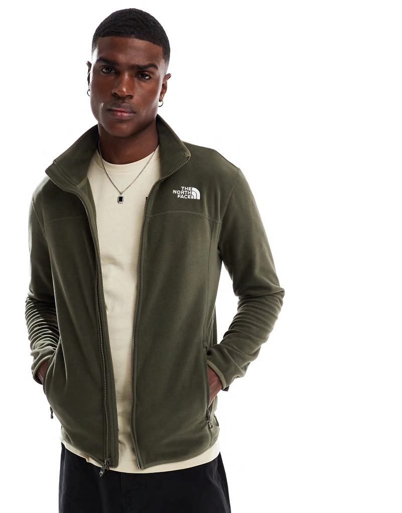 The North Face 100 glacier full-zip fleece in new taupe green
